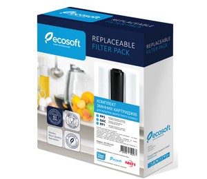Комплект картриджів 1-2-3 Ecosoft покращений для фільтрів зворотного осмосу