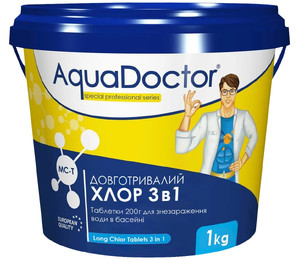Хлор 3 в 1 для бассейна AquaDoctor MC-T 1 кг (таблетки по 200 г)