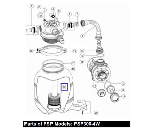 Дюзовая коробка с трубой для фильтров Emaux FSP300 (89030205)