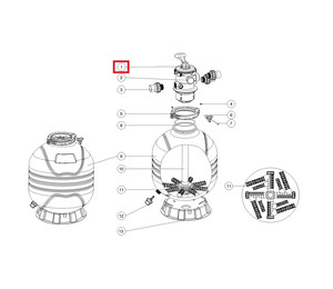 Кран шестиходовой Emaux 1.5'' Т/MFV 88281550B, (верхнее подключение)