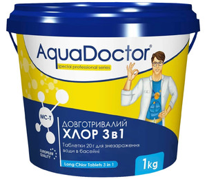 Хлор 3 в 1 для бассейна AquaDoctor MC-T 1 кг (таблетки по 20 г)