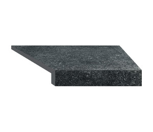 Угловой Г-образный элемент бортовой плитки Aquaviva Granito Black, 595x345x50(20) мм (правый/45°)