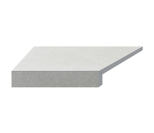 Угловой Г-образный элемент бортовой плитки Aquaviva Granito Light Gray, 595x345x50(20) мм (левый/45°)