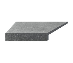 Угловой Г-образный элемент бортовой плитки Aquaviva Granito Gray, 595x345x50(20) мм (левый/45°)