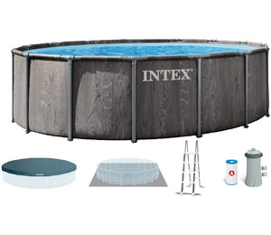 Каркасный бассейн Intex 26742 GREYWOOD (457х122 см) с картриджным фильтром, лестницей и тентом