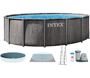 Каркасный бассейн Intex 26744 GREYWOOD (549х122 см) с картриджным фильтром, лестницей и тентом