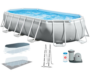 Каркасный бассейн Intex 26798 OVAL (610х305х122 см) с картриджным фильтром, лестницей и тентом