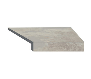 Угловой Г-образный элемент бортовой плитки Aquaviva Loft Sand, 600x345x50(20) мм (правый/45°)