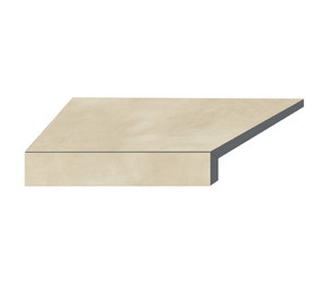 Угловой Г-образный элемент бортовой плитки Aquaviva Patio Beige, 600x345x50(20) мм (левый/45°)