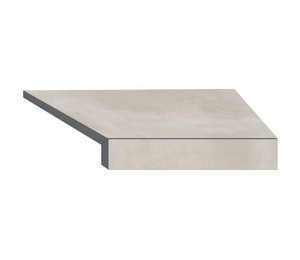 Угловой Г-образный элемент бортовой плитки Aquaviva Patio Soft Grey, 600x345x50(20) мм (правый/45°)