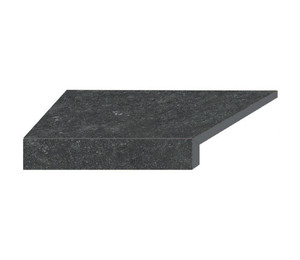 Угловой Г-образный элемент бортовой плитки Aquaviva Stellar Dark Grey, 600x345x50(20) мм (левый/45°)