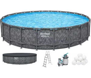 Каркасный бассейн Bestway Grey 561JZ (671х132 см) с песочным фильтром, тентом и лестницей