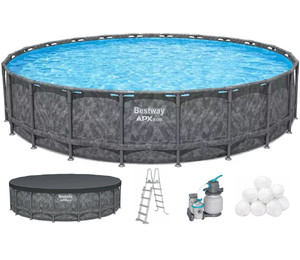 Каркасный бассейн Bestway Grey 561KE (610х132 см) с песочным фильтром, тентом и лестницей