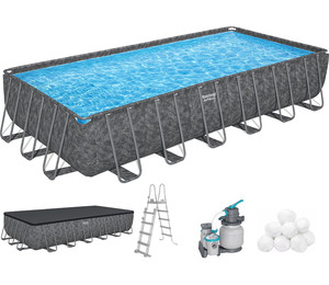 Каркасный бассейн Bestway Grey 561KG (732х366х132 см) с песочным фильтром, тентом и лестницей